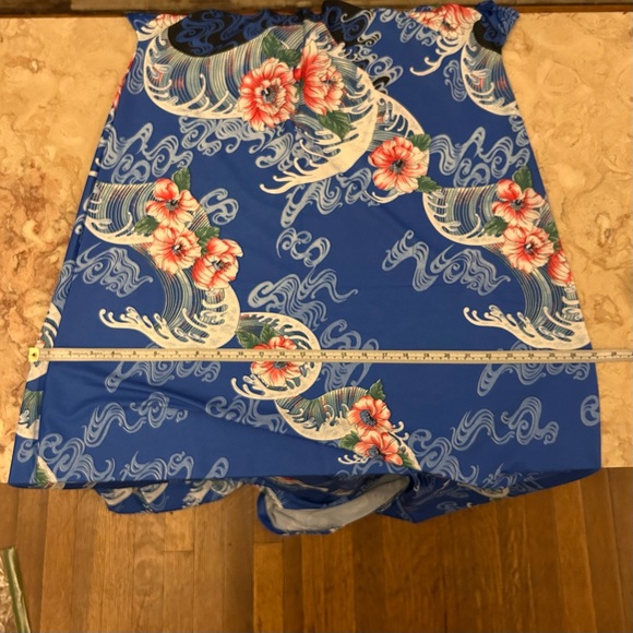 NEW Vintage 70s Sears Blue Hawaiian Print Full Length Caftan Medium Deadstock - Picture 9 of 10